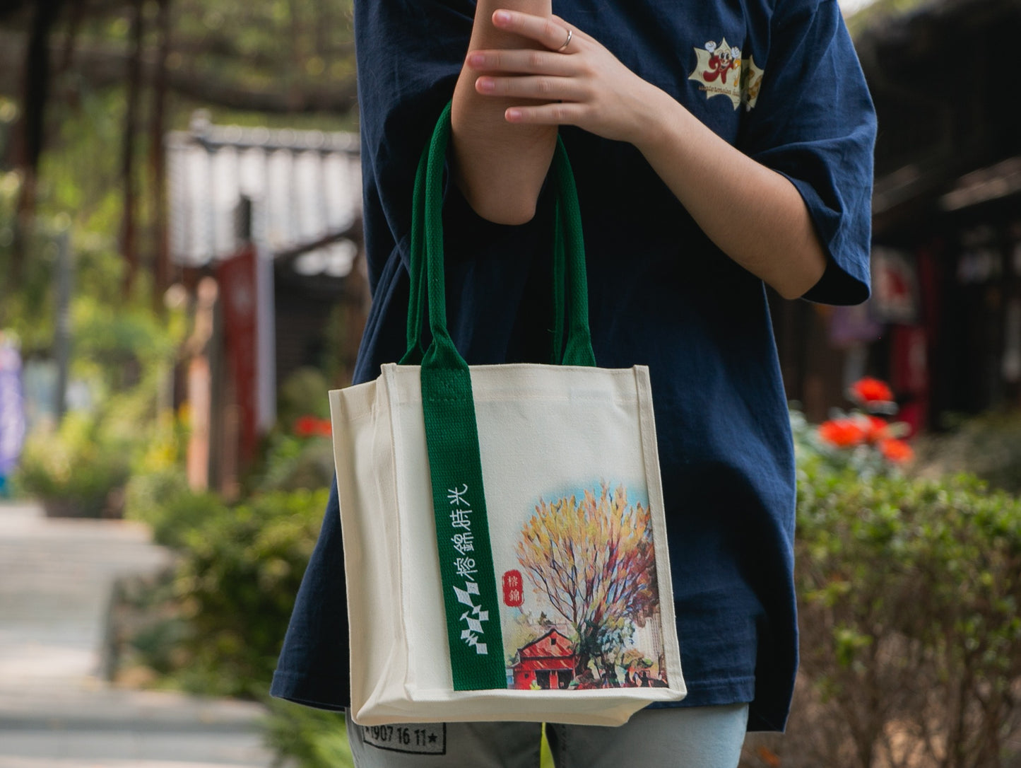 Rongzai thick pound cotton and linen handbag