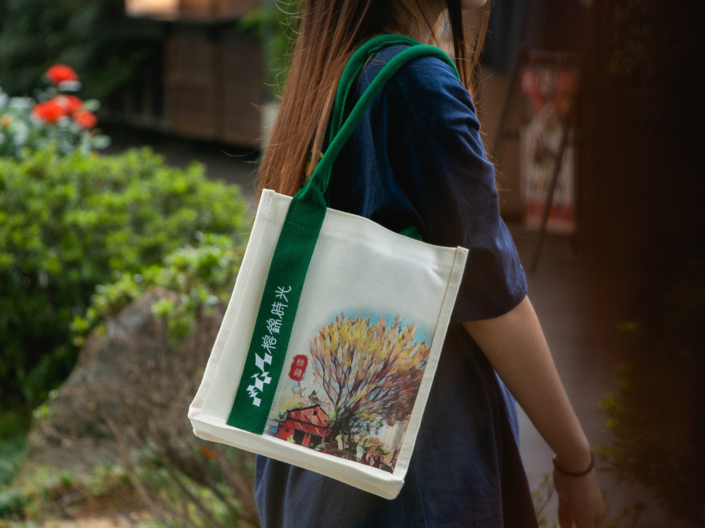 Rongzai thick pound cotton and linen handbag