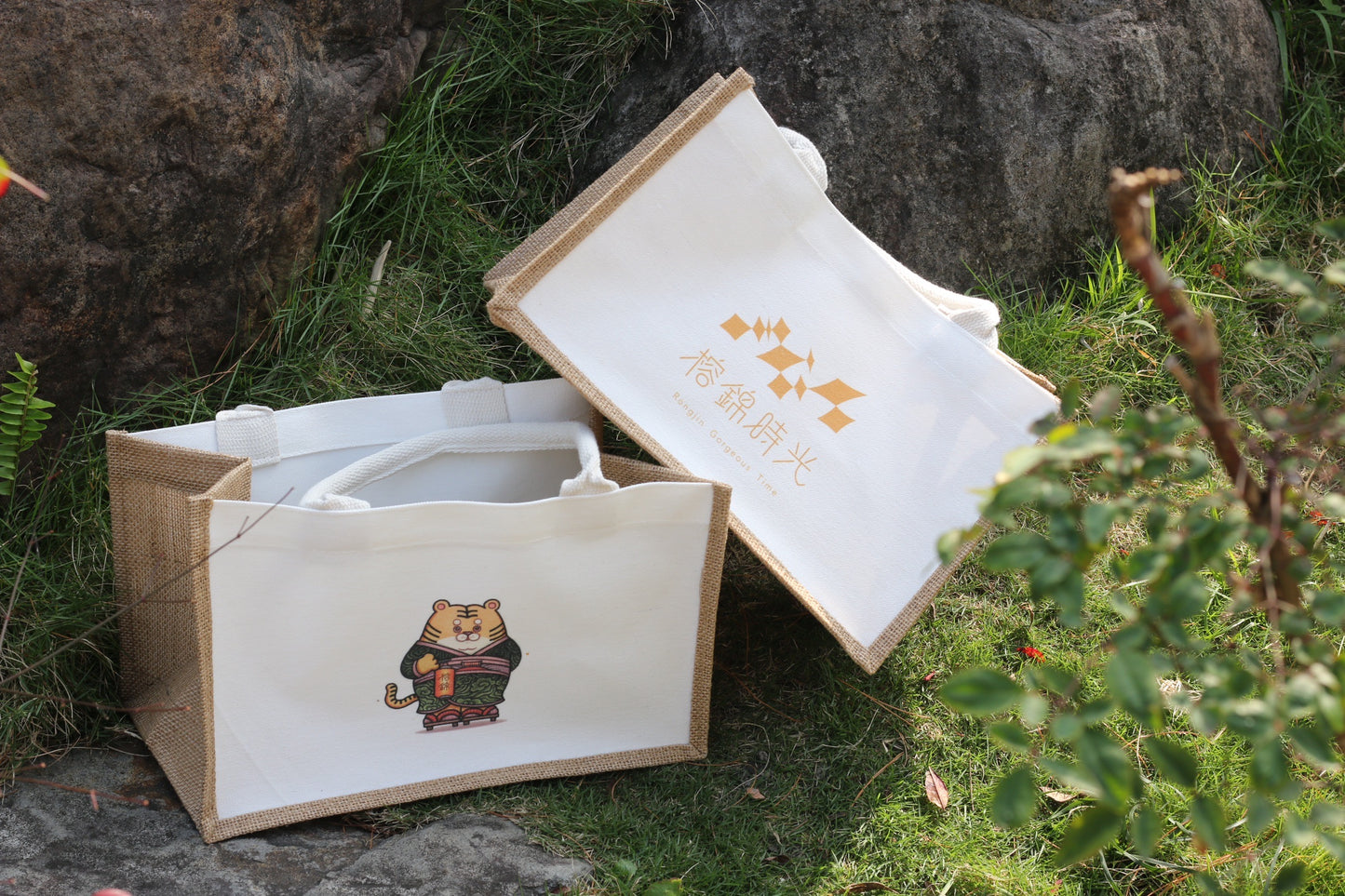 Rongzai thick pound cotton and linen handbag